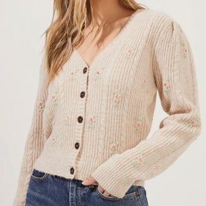 Embroidered Flower Cardigan L